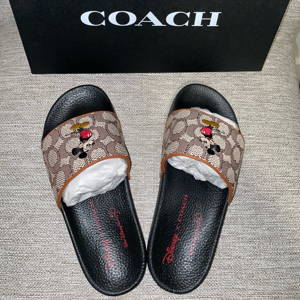DISNEY X COACH MICKEY SLIDE SANDALS! MULTIPLE SIZES!